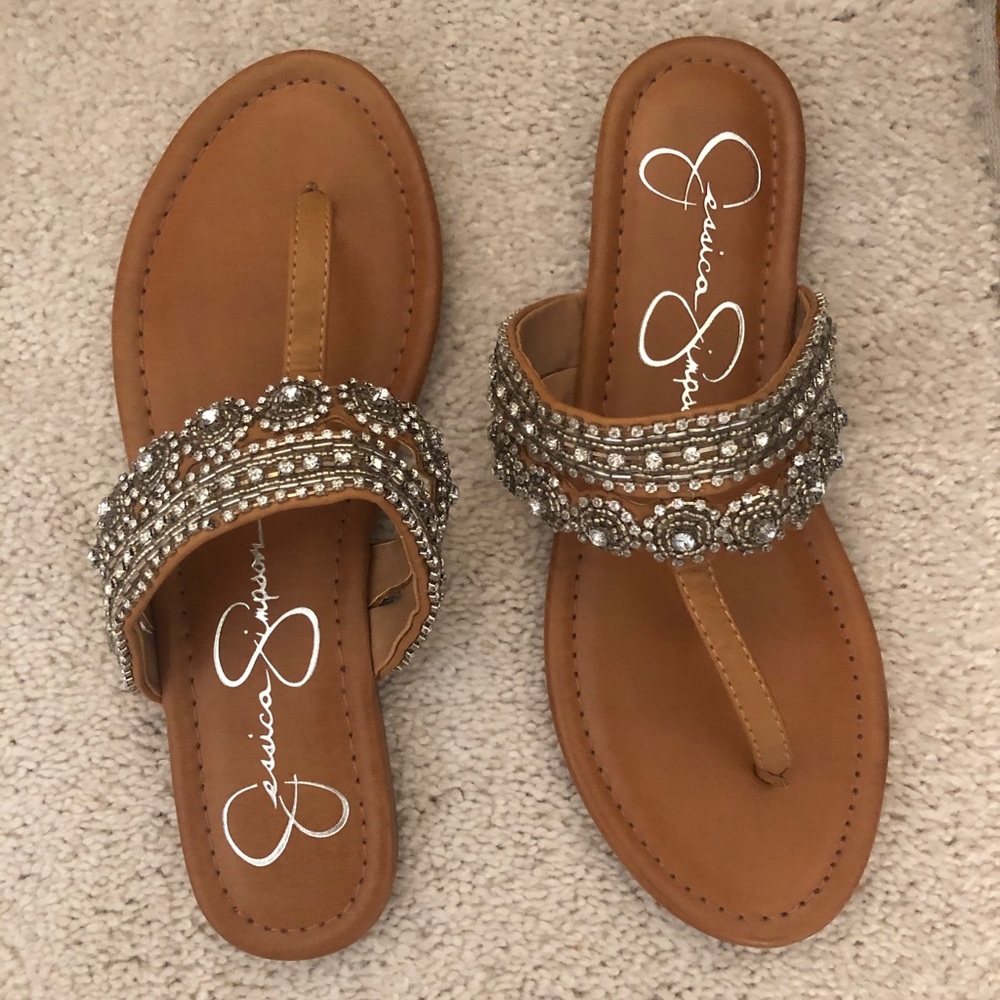 New Jessica Simpson Embellished Leather Sandals
